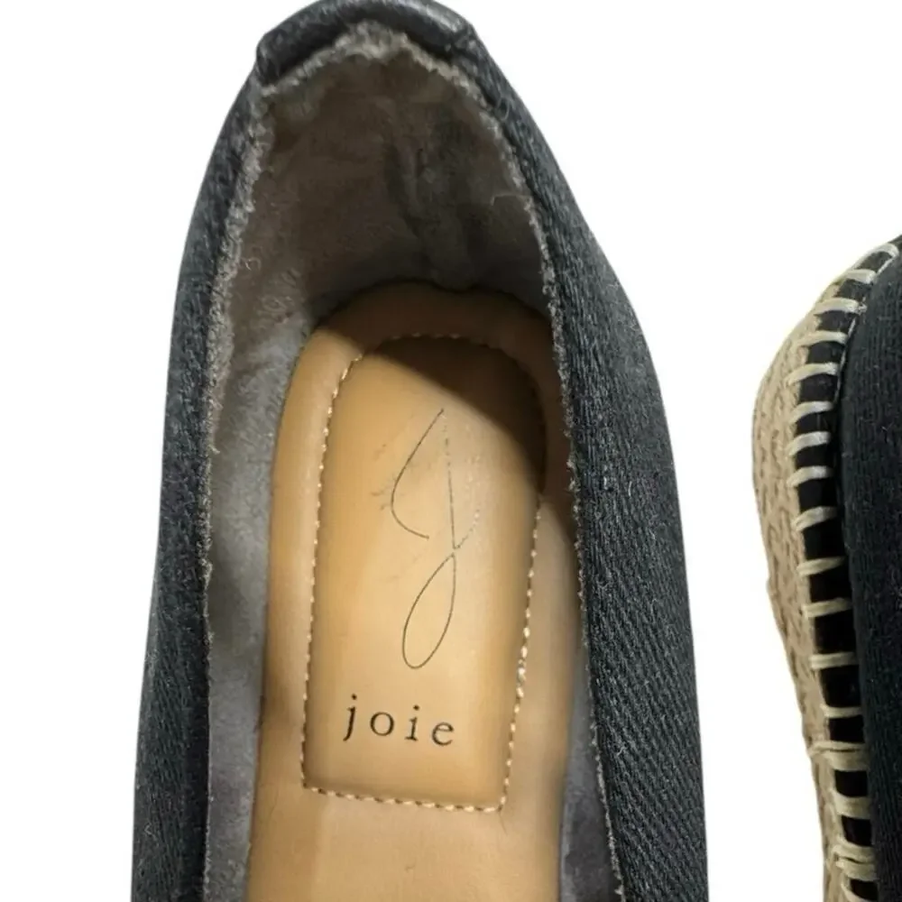 NWOT Joie Cara Espadrille Slip On Shoes in Black Canvas 8M